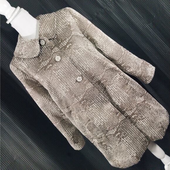 CARMEN MARC VALVO! TAUPE, CREAM, BLACK, GOLD PEARL & JEWEL BUTTON JACKET! SZ M - Picture 11 of 11